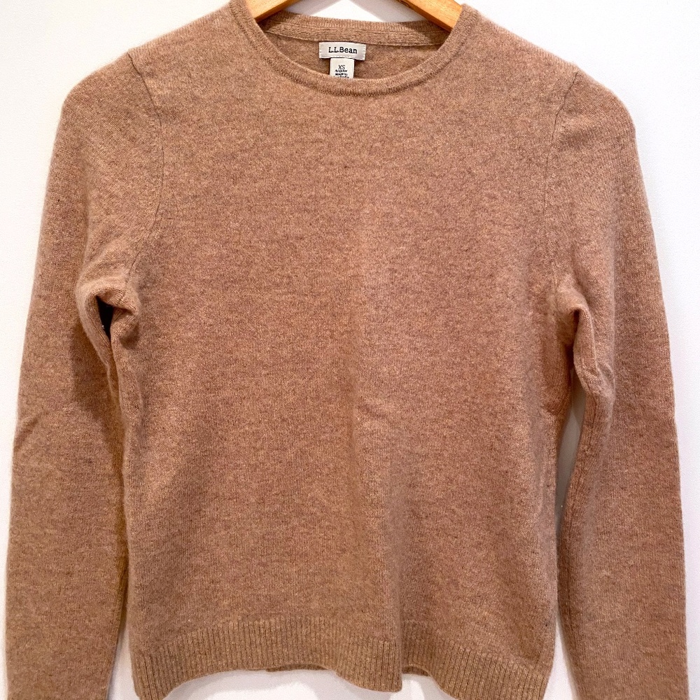 LL Bean tan cashmere sweater